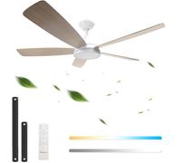 AIGOSTAR VENTILATORE DA SOFFITTO LUCE DIMMERABILE 5 PALE BIANCO Ø 132cm 67 Watt