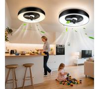 Aigostar- Ventilatore da Soffitto Smart con Luce, Compatibile con Alexa, LED 40W, 4400LM, 2700K-6500K Dimmerabile, Plafoniera Ventilatore Soffitto con Telecomando e Gateway, 6 Velocità, φ50CM,2 Unità