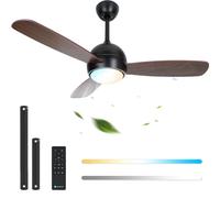 Aigostar Ventilatore Soffitto 106cm Pale Legno Massiccio Motore DC Silenzioso