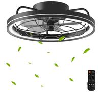 Aigostar Ventilatore Soffitto LED Nero Motore DC Silenzioso Telecomando 48cm