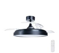 Aigostar Ventilatore Soffitto Pale Invisibili Retrattili Nero LED 5300lm DC