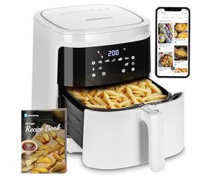 Aigostar White Cube - Friggitrice ad Aria 7L 1900W Smart Senza Olio, Controllo App e WiFi, 7 Programmi con Schermo LED, Cestello Removibile Anti Aderente, Mantenimento Calore, 20 Ricette, Senza BPA