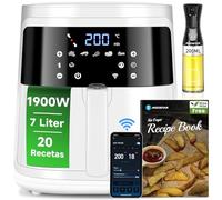 Aigostar White Cube - Friggitrice ad Aria Smart 7L 1900W, Controllo WiFi/App, 7 Programmi, Schermo LED Touch, Cestello Rimovibile Antiaderente, 360° Circolazione d'Aria, Senza Olio, Senza BPA, Ricette