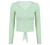 AIGOUT Top da donna a maniche lunghe avvolgente e classico per balletto e danza, crop top per yoga e pilates, camicetta, C, S