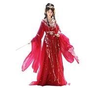 AIHERQG Abito da ballo tradizionale cinese vintage da donna, stile Hanfu, da fata, da principessa, rosso, elegante.(M)