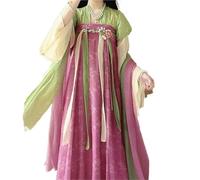 AIHERQG Abito Hanfu primaverile da donna, set di antichi costumi cinesi da fata, costume da festa Hanfu della dinastia Tang for donna(Green-pink set,L)