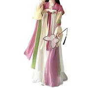 AIHERQG Abito Hanfu primaverile da donna, set di antichi costumi cinesi da fata, costume da festa Hanfu della dinastia Tang for donna(Pink-white set,L)