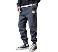 AIHERQG Jeans Taglie Forti da Uomo, Pantaloni da Jogging Larghi, Pantaloni Harem da Strada, Pantaloni Cargo in Denim alla Caviglia(Black,8XL)