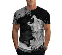 AIHERQG Magliette con Lupo 3D, Maglietta Estiva da Uomo a Maniche Corte con Scollo Rotondo, Traspirante e for Il Tempo Libero(3DL-X52,XXL)