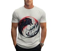 AIHERQG Magliette con Lupo 3D, Maglietta Estiva da Uomo a Maniche Corte con Scollo Rotondo, Traspirante e for Il Tempo Libero(3DL-X54,L)