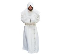 AIHERQG S-5XL Costume da frate Rinascimentale Monaco Abito da clero Scapolare Religioso Santo Abito Veste Uomo Cappuccio da sacerdote(White1,S)