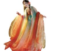 AIHERQG Vestito Hanfu da donna cinese tradizionale con ricamo Hanfu, costume da fata di carnevale femminile, abito arancione Hanfu, taglia forte XL(Style a Set,XS)