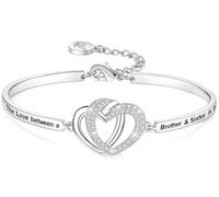 Aihitero Braccialetto rigido con incisione "The Love between a Brother & Sister is Forever", regalo di Natale da donna o ragazza, regalo di compleanno o San Valentino da parte dei fratelli BFF, One