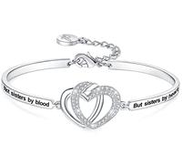 Aihitero Braccialetto rigido per festa della mamma, con scritta in lingua inglese "Always My Sister Forever My Friend", con scritta in lingua inglese "Not Sisters by Blood But Sisters by Heart