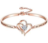 Aihitero Braccialetto rigido per festa della mamma, con scritta in lingua inglese "Always My Sister Forever My Friend", con scritta in lingua inglese "Not Sisters by Blood But Sisters by Heart