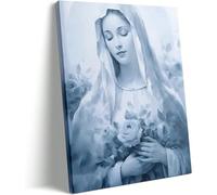 AIHNBF Jungfrau Maria - Quadro su tela, decorazione religiosa con rose, stampa spirituale di madonne per casa, soggiorno, camera da letto, 30 x 45 cm