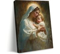 AIHNBF Madonna Maria e Bambino Tela Murale Arte Religiosa Cristiana Stampa Sacra per Casa Chiese Decorazione Spirituale Immagine Devozionale 50 x 75 cm