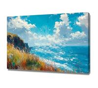 AIHNBF Quadro su tela, paesaggio costiero, motivo mare, scogliere, stampa naturale, blu vivo, decorazione da parete, decorazione per la casa, 30 x 45 cm