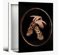 AIHNBF Surreale, zampe di leopardo e mani umane, tela da parete, moderna e glamour stampa animale, opera d'arte per soggiorno, audace decorazione contemporanea, 60 x 90 cm