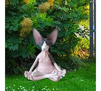 AIHOME Zen Garden Sphynx Cat Statua, decorazione per la casa, yoga rilassato posa meditazione senza peli scultura in resina Sphynx