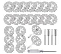 Aihoom 20 dischi diamantati per Dremel con mandrino 3 mm, cacciavite a crociforme e piatto, 4 aste, taglio pietra, vetro, ceramica, accessori mini smerigliatrice
