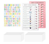 Aihoom 2pcs Tabelle Routine Bambino Elenco Pianificazione di Attività da Fare a Elenco Tabella Memo Checklist Riutilizzabile, 10 Carte Bianche, 1 adesivo lettera, lista di controllo personalizzata per