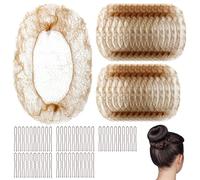 Aihoom Rete per capelli invisibile, 20 pezzi, reti per capelli, 50 pezzi a forma di U, pinze, rete per danza classica, ragazza, accessori per danza, balletto, infermiera(marrone)
