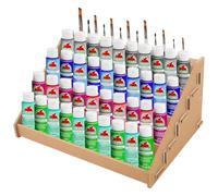 AIHSUMC Rack per pittura in legno, a 4 strati, con 13 scomparti per pennelli, tavolozza di colori per modelli, strumenti per la modellazione, organizer per colori fai da te (universale)