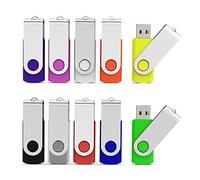 Aiibe 8GB USB Flash Drive Colorful 8G Memory Stick Thumbdrives (Mix Colors: Black Blue Red Green Orange White Yellow Pink Purple Silver)