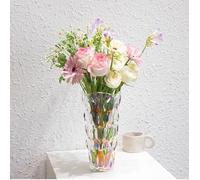 [AiiBowy] Vaso Vetro Trasparente Alto 23cm - Vasi Vetro Colorato - Vaso in Stile Contemporaneo - per Fiori e Composizioni Floreali per Centrotavola, Cucina, Ufficio, Matrimonio (Colorato#2)