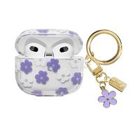 AIIEKZ Custodia compatibile con AirPods 3 2021, custodia morbida in TPU con grazioso motivo floreale per AirPods di terza generazione, con portachiavi a fiore e moschettone, per ragazze e donne