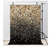 AIIKES 11-547 - Fondale decorativo per feste di compleanno, 1,8 x 2,4 m, colore: nero e oro