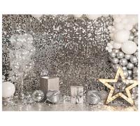 AIIKES 7x5FT Argento Flash Sfondo Paillettes - Fotografia per Compleanno, Matrimonio, Capodanno - Decorazione Disco Palla Flash - XY31