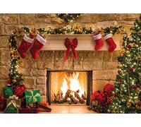 AIIKES 7x5FT Buon Natale Sfondo Albero Calzino Regalo Famiglia Feste Decorazioni Fondali Felice Anno Nuovo Natale Camino Tema Fotografia Sfondo Immagini Banner Studio Decor Booth Puntelli 11-209