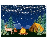 AIIKES 7x5FT Campeggio Sfondo Campeggio Fotografia Sfondo Camper Festa di Compleanno Banner Foresta Scena Tenda Fuoco Sfondo XY48