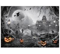 AIIKES 7x5FT Halloween Sfondo Halloween Tema Festa Fotografia Sfondo Luna Piena Horror Night Castle Zucca Sfondo XY67