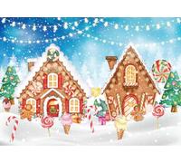 AIIKES 7x5FT Natale Zenzero Casa Sfondo Inverno Neve Sfondo Biscotti di Natale Candy Fotografia Sfondo XY71