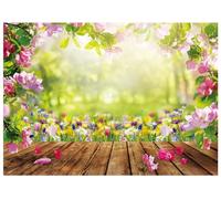 AIIKES 7x5FT Primavera Fotografia Sfondo Primavera Paesaggio Naturale Fiore Sfondo Primavera Pavimenti In Legno Sfondo Del Bambino Decorazione Del Partito di Compleanno Sfondo Studio Props 12-661
