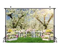 AIIKES 7x5FT Primavera Sfondo Bianco Fiore Foresta Albero Fotografia Sfondo Festa di Compleanno Matrimonio Baby Shower Decorazione Photo Studio Puntelli 12-665