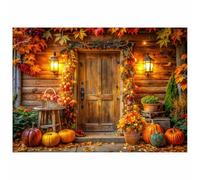 AIIKES 7x5FT sfondo autunno raccolta fienile porta zucca sfondo XY192
