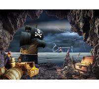 AIIKES 7x5FT Sfondo Nave Pirata Tema Pirata Festa di Compleanno Sfondo Fotografia di Halloween XY74