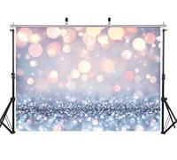AIIKES Bokeh - Fondale in argento con pois e onde argentate, 2,1 x 1,5 m