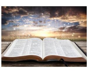 AIIKES Sfondo biblico risurrezione di Gesù Pasqua sfondo luce di saggezza emettere dal libro della Sacra Bibbia aperta Bokeh Tramonto Chiesa Sfondo Bibbia Scuola Decor Photo Studio Prop 12-676