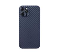 aiino Custodia Skin per iPhone 12 Pro Max, Cover Blu 12 Pro Max con effetto Fibra di Carbonio, Antiurto e AntiGraffio, Ultra Sottile Leggera e Flessibile,Compatibile con MagSafe,Qualità Italiana - Blu