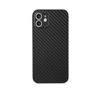 aiino italian ideas Custodia Skin per iPhone 12, Cover Nera con effetto Fibra di Carbonio, Antiurto e Anti Graffio, Compatibile con MagSafe, Qualità Italiana - Nero