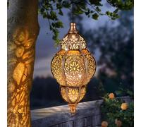 AIINY Luci solari Decorazione esterna Lanterna da appendere per decorazioni artistiche esterne Lanterne in metallo impermeabili Regali da giardino per mamma, donne, giardiniere, patio, cortile