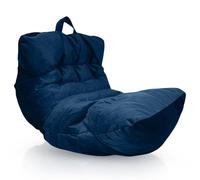 Aiire Pouf Poltrona Design XXL - Puffo per Sedersi in Velluto Persiano Premium Imbottito per Camera da Letto, Gaming o Relax - Puff a Sacco Moderno per Adulti o Bambini Blu