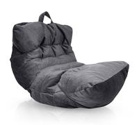 Aiire Pouf Poltrona Design XXL - Puffo per Sedersi in Velluto Persiano Premium Imbottito per Camera da Letto, Gaming o Relax - Puff a Sacco Moderno per Adulti o Bambini Grigio