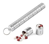 AIITLLYNA Organizer Settimanale per Pillole,Portapillole in Alluminio Impermeabile,Portapillole Portatile,Adatto per Campeggio,Viaggi e Altre Attività all'aperto (Argento)