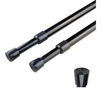 AIJIEGUANG 2 bastoni per tende a molla, a pressione, regolabili ed espandibili, neri, da 71 a 109,2 cm, per cucina, bagno, finestra, casa
